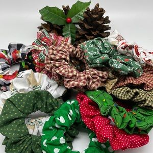 Set of 3 Christmas Inspired Scrunchies / Holiday Scrunchies